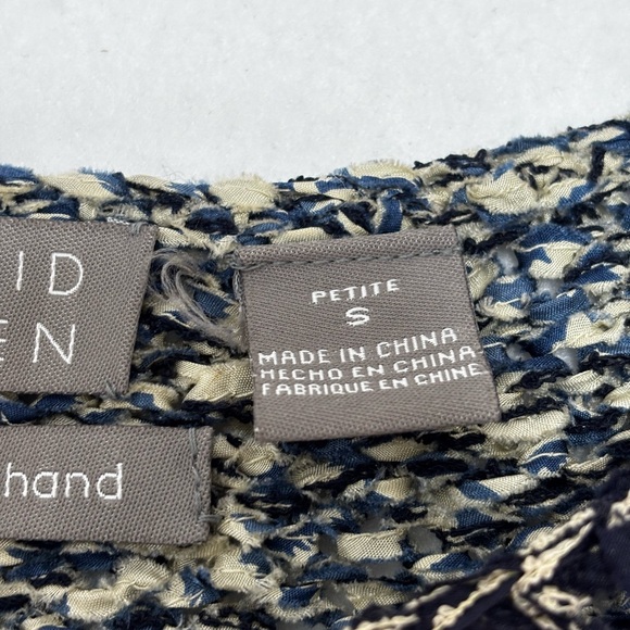 Sigrid Olsen Petite S Hand-Knit Textured Sweater Blue Cream Abstract‎ Cozy - Picture 3 of 8